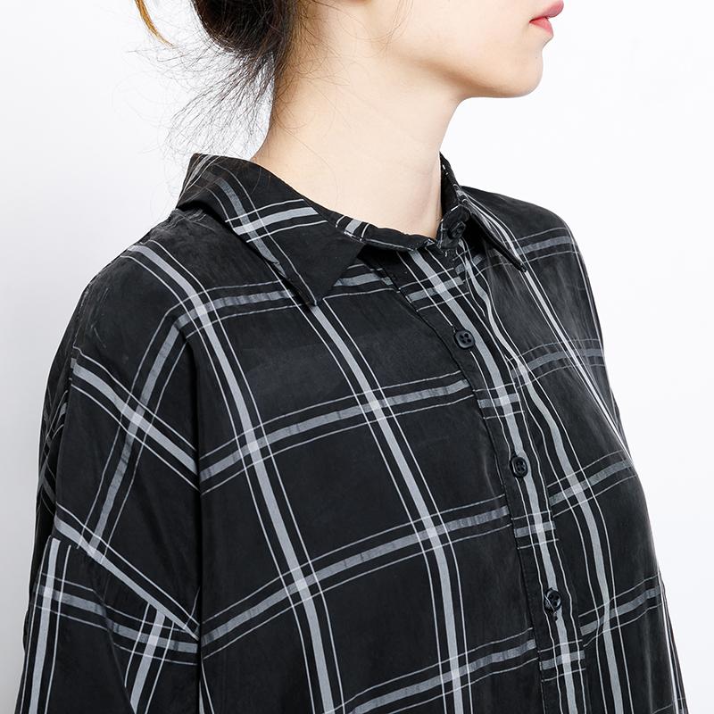 Plaid Casual Loose Drawstring Black Overall