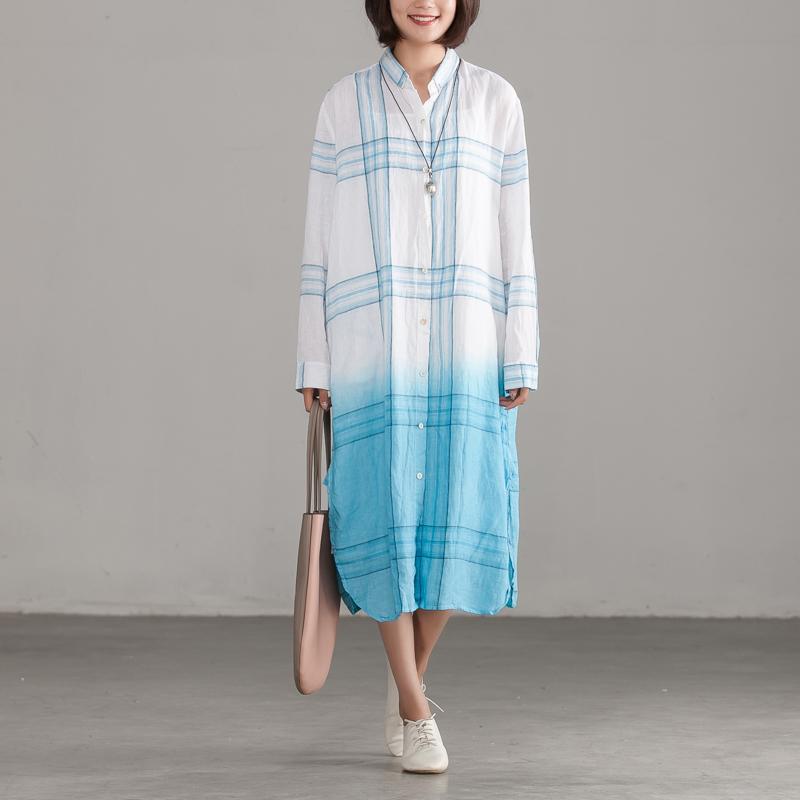 Plaid Casual Single Breasted Loose Shirt Dress