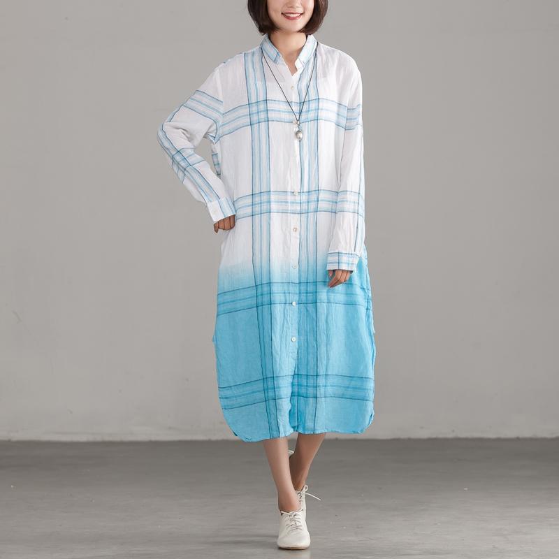 Plaid Casual Single Breasted Loose Shirt Dress