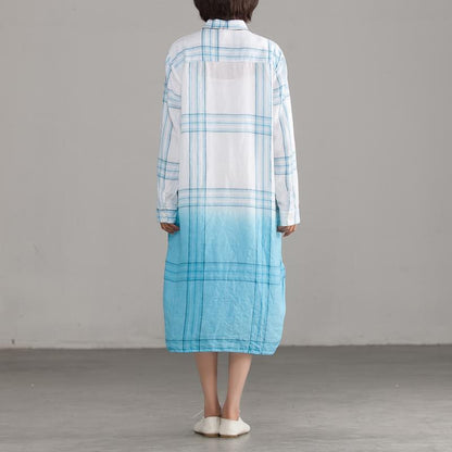 Plaid Casual Single Breasted Loose Shirt Dress