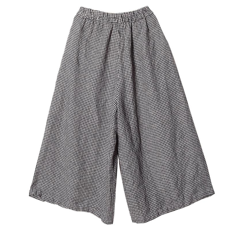 Plaid Casual Women Linen Summer Pants