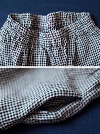 Plaid Casual Women Linen Summer Pants