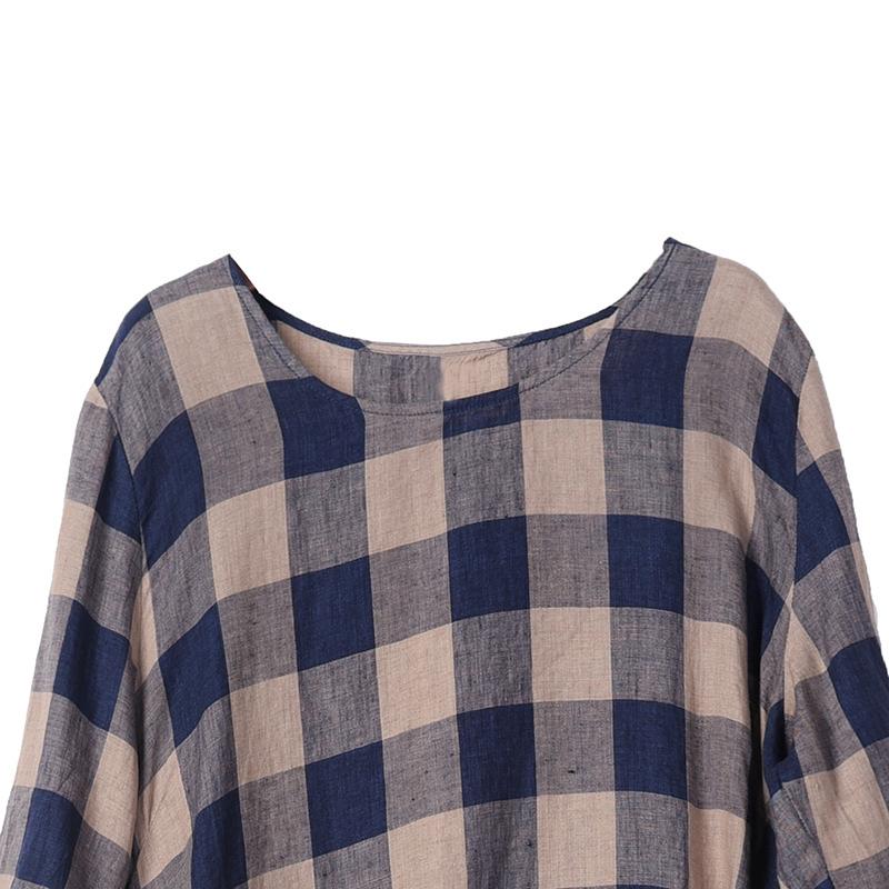 Plaid Irregular Hem Loose Shirt