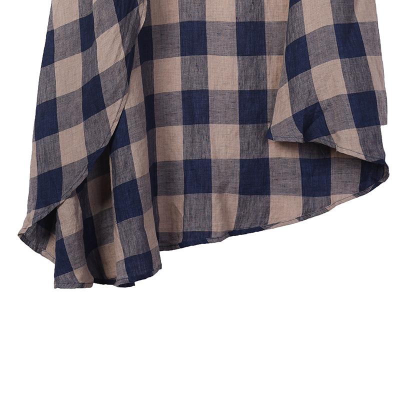 Plaid Irregular Hem Loose Shirt