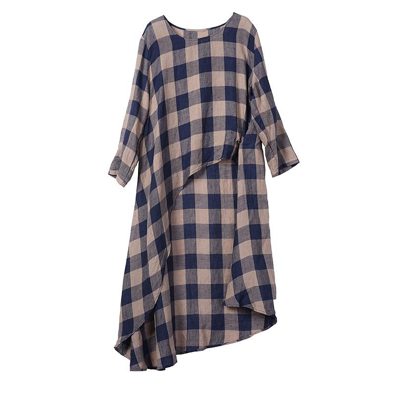Plaid Irregular Hem Loose Shirt