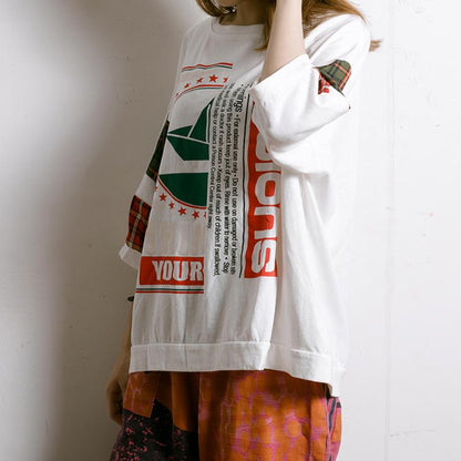Plaid Letter Printed Summer Cotton T-Shirt