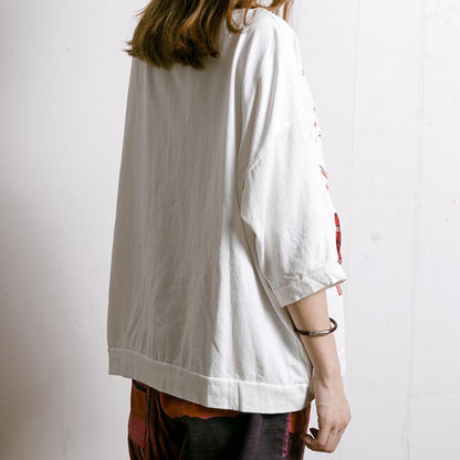 Plaid Letter Printed Summer Cotton T-Shirt