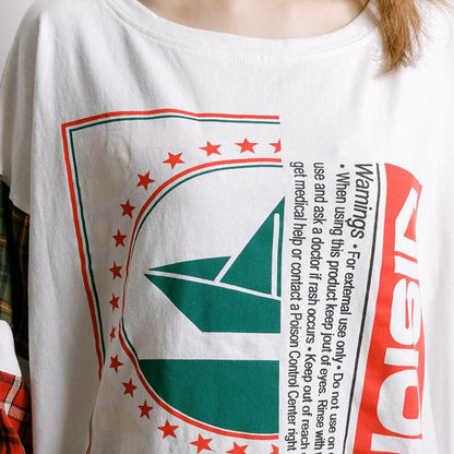 Plaid Letter Printed Summer Cotton T-Shirt