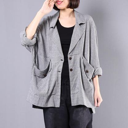 Plaid Loose Casual Women Blazer Coat