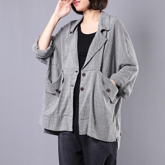 Plaid Loose Casual Women Blazer Coat