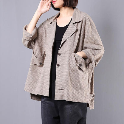 Plaid Loose Casual Women Blazer Coat