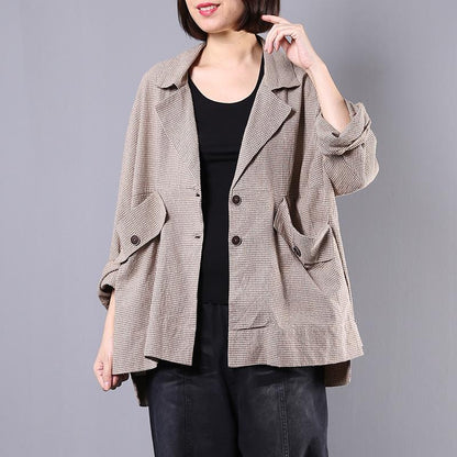 Plaid Loose Casual Women Blazer Coat