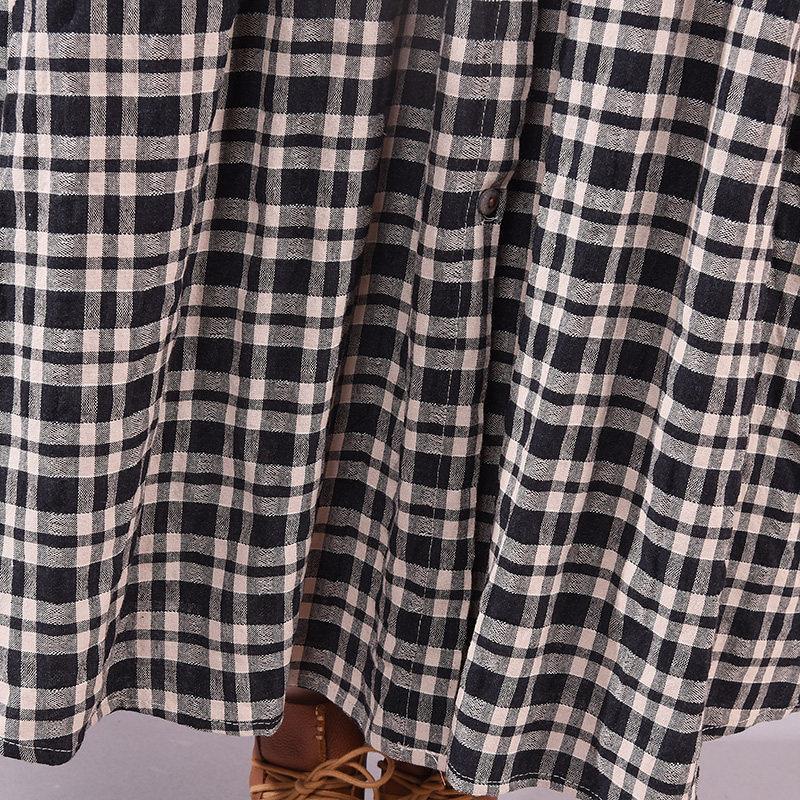 Plaid Loose Long Sleeve Lace Dress