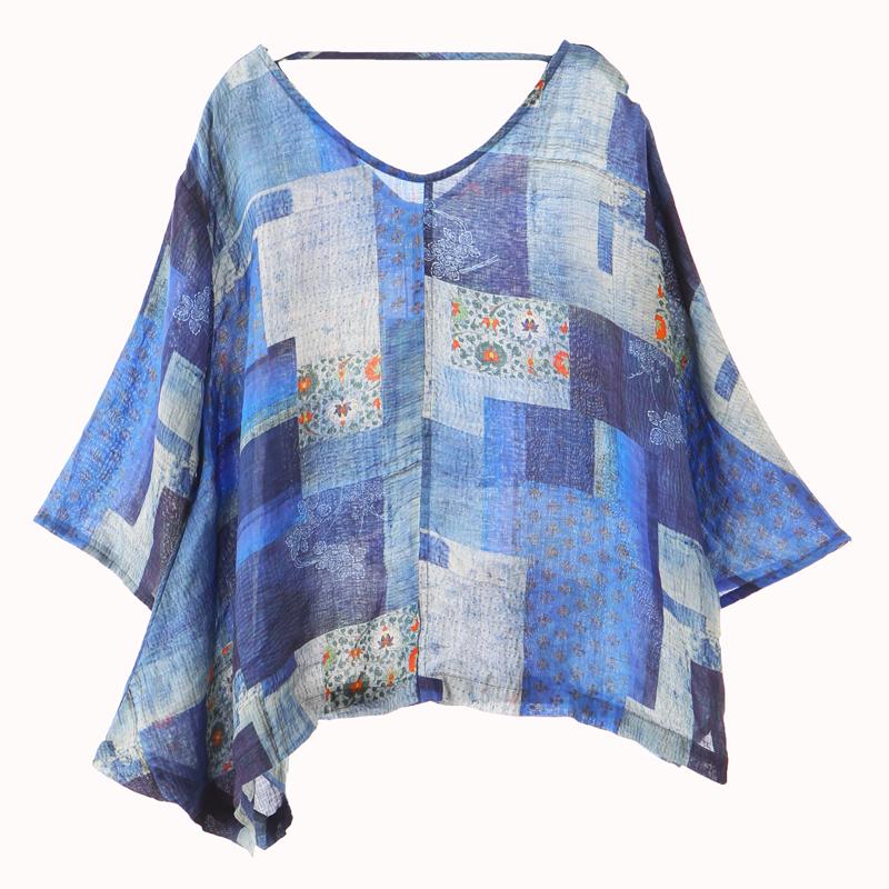 Plaid Print Loose Comfortable Linen Blouse