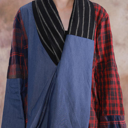 Plaid Spliced Color Matching Casual Dress