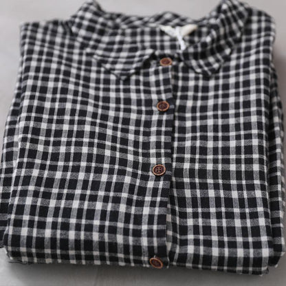 Plaid Spliced Polo Collar Casual Shirt Dress