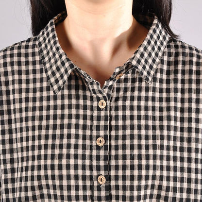 Plaid Straight Polo Collar Plus Size Shirt