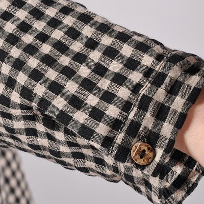Plaid Straight Polo Collar Plus Size Shirt