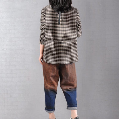 Plaid Straight Polo Collar Plus Size Shirt