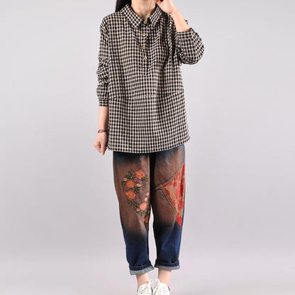 Plaid Straight Polo Collar Plus Size Shirt