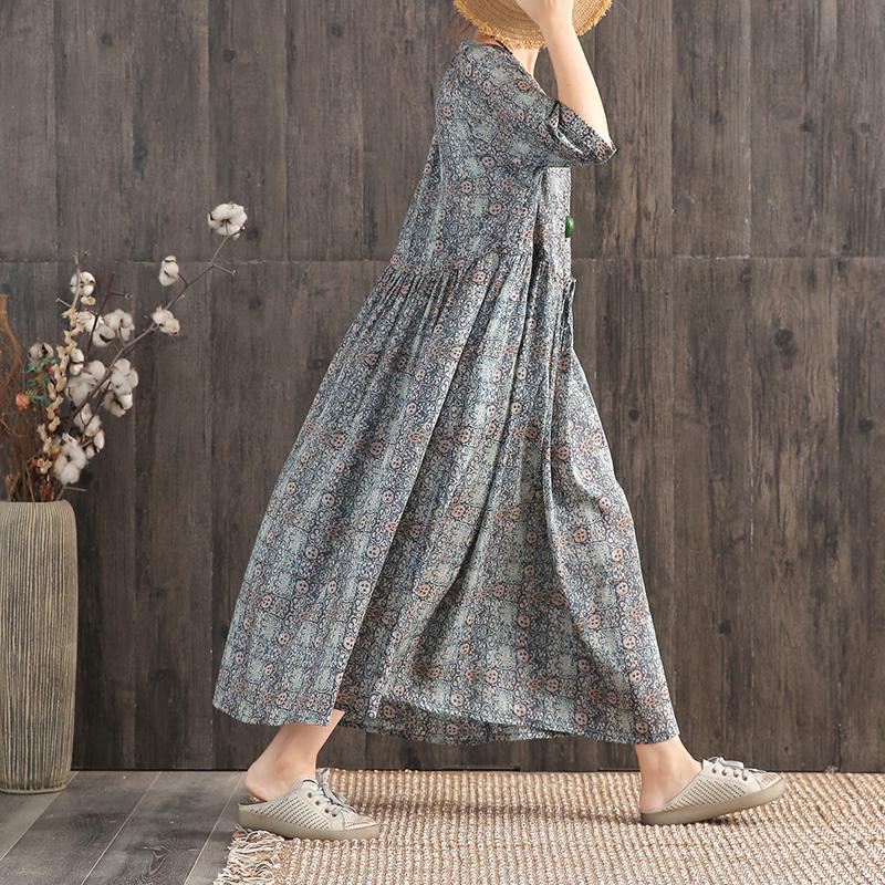Plain Print Adjustable Waist Casual Dress