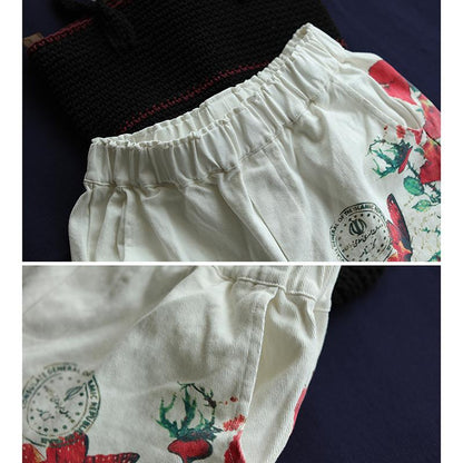 Plant Printed And Frayed Casual Harem Pants