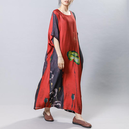 Plant Printed Soft Comfortable Gauzy Dress