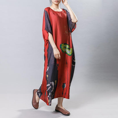 Plant Printed Soft Comfortable Gauzy Dress