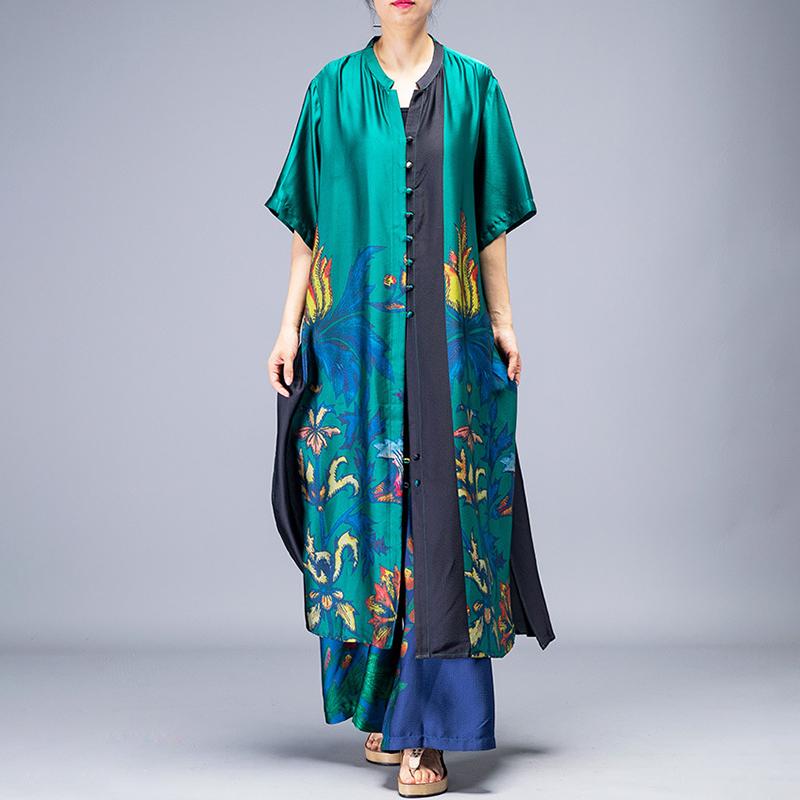 Plant Printed Summer Fashion Two Piece Suit