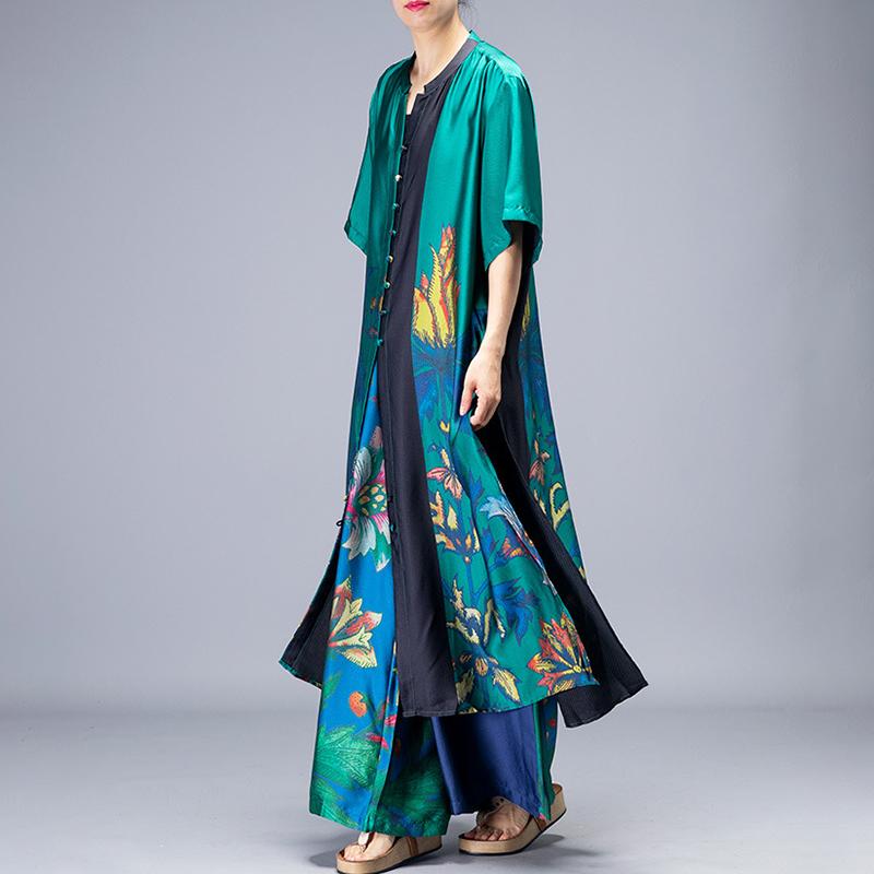 Plant Printed Summer Fashion Two Piece Suit