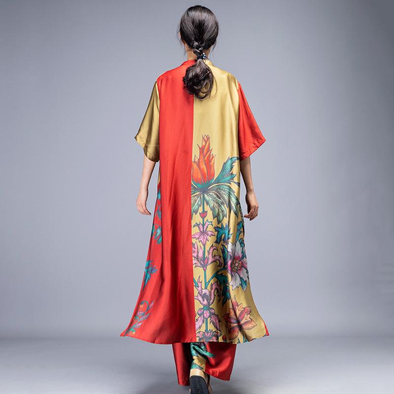 Plant Printed Summer Fashion Two Piece Suit