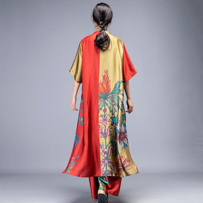 Plant Printed Summer Fashion Two Piece Suit
