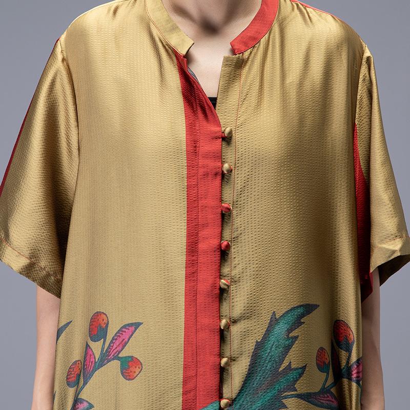 Plant Printed Summer Fashion Two Piece Suit