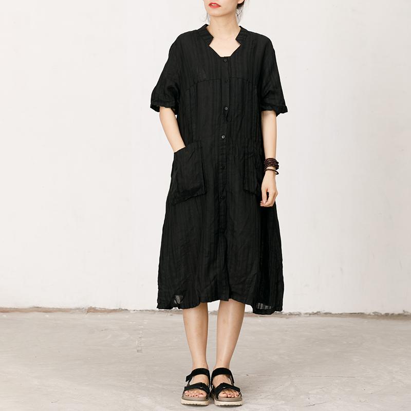 Pleated And Striped Casual Loose Dress