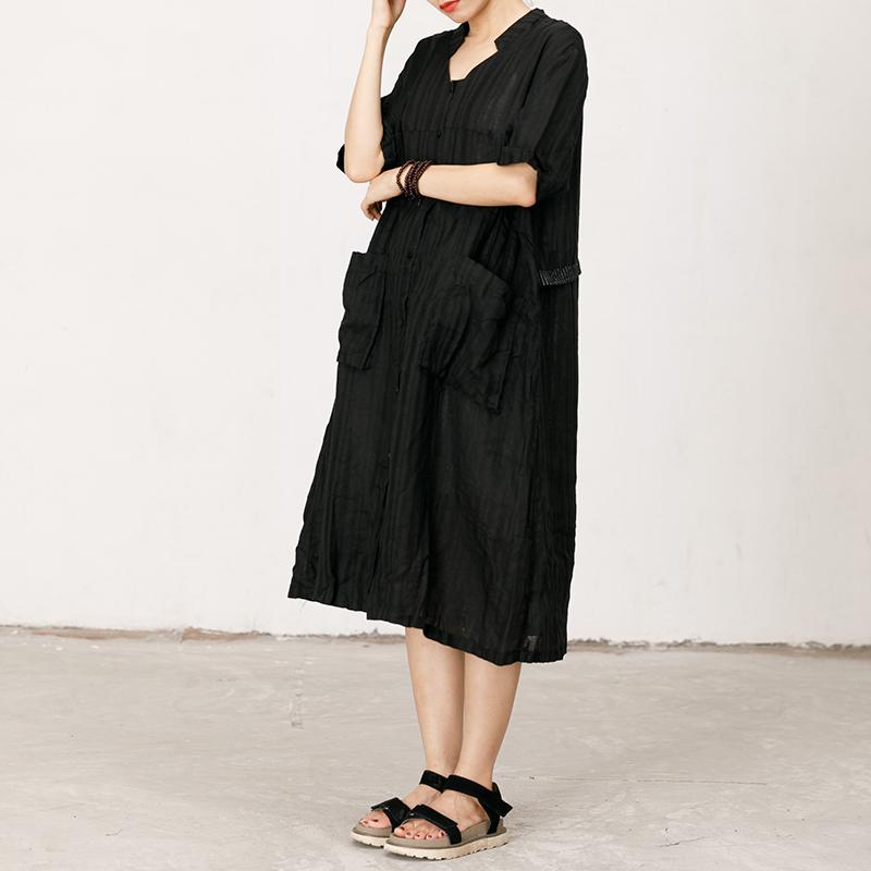 Pleated And Striped Casual Loose Dress