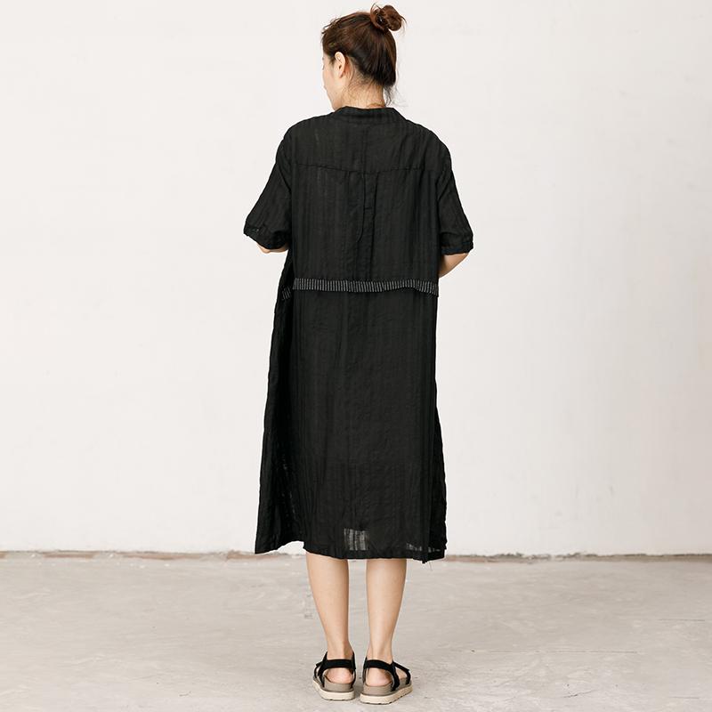 Pleated And Striped Casual Loose Dress