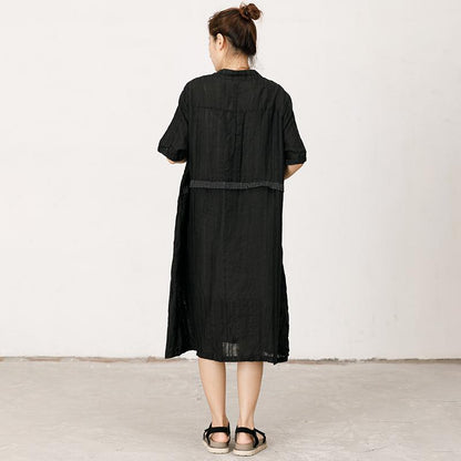 Pleated And Striped Casual Loose Dress