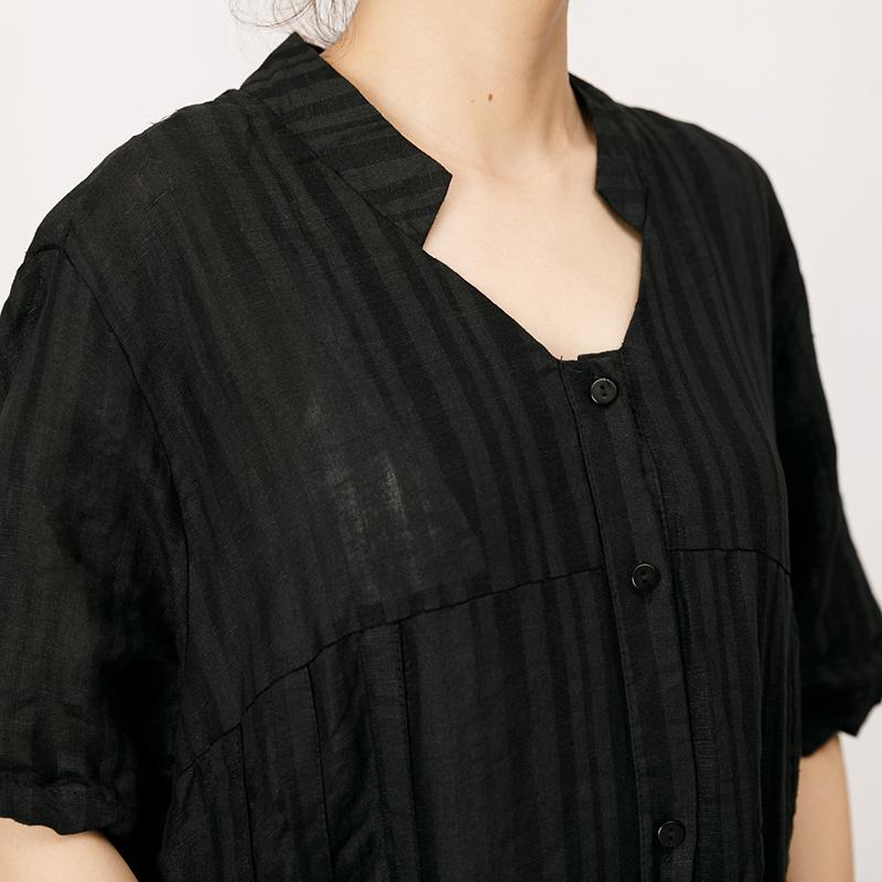 Pleated And Striped Casual Loose Dress