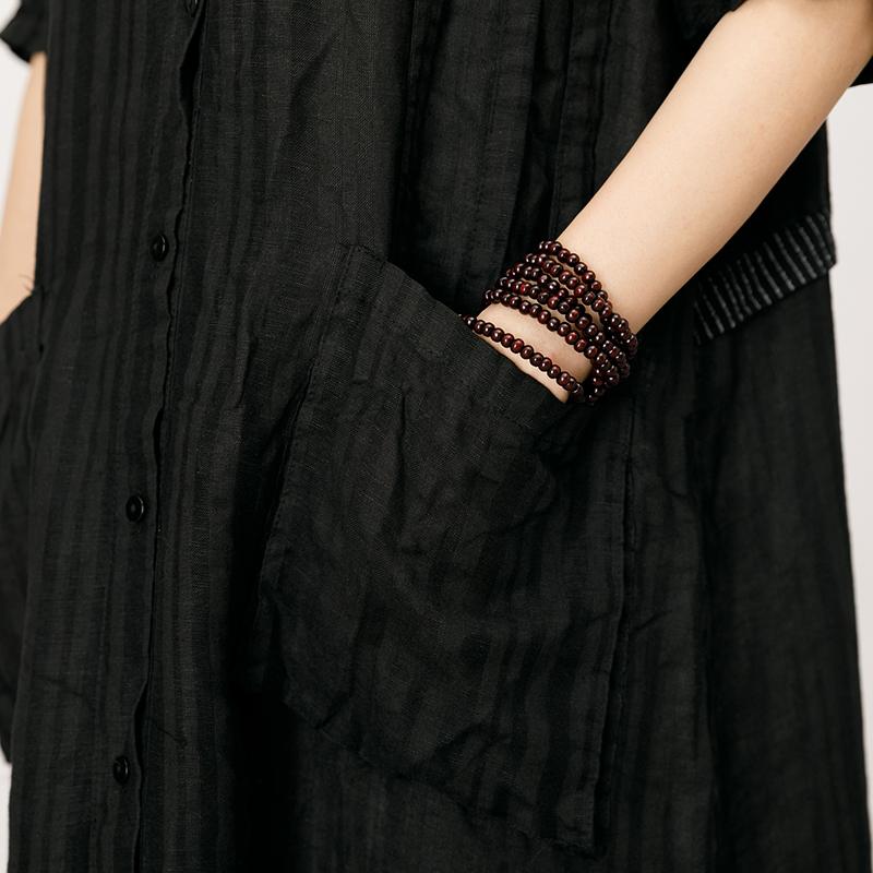 Pleated And Striped Casual Loose Dress