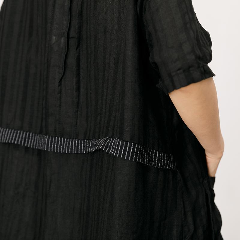Pleated And Striped Casual Loose Dress