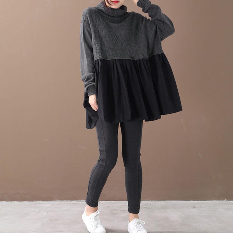 Buykud Pleated Spliced Solid Color Pullover Blouse
