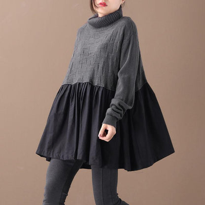 Pleated Spliced Solid Color Pullover Blouse
