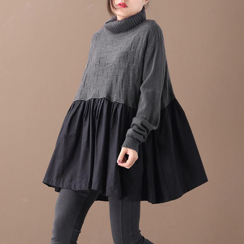Buykud Pleated Spliced Solid Color Pullover Blouse