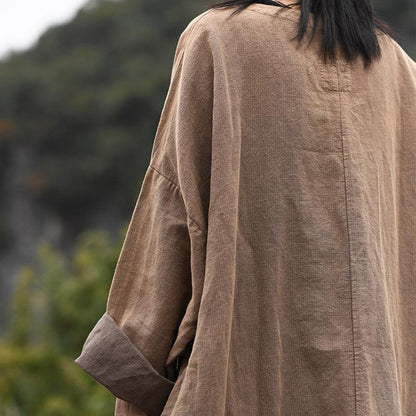 Plus Size - Comfortable Casual Loose Linen Dress