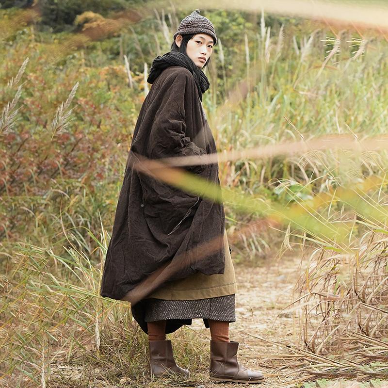 Plus Size - Retro Loose Pleated Skin-friendly Coat