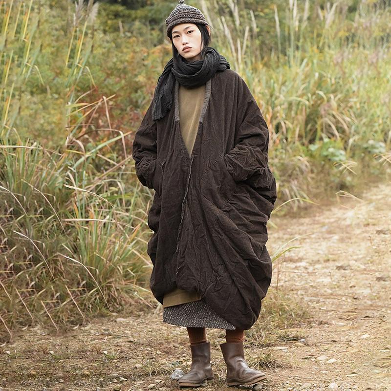 Plus Size - Retro Loose Pleated Skin-friendly Coat