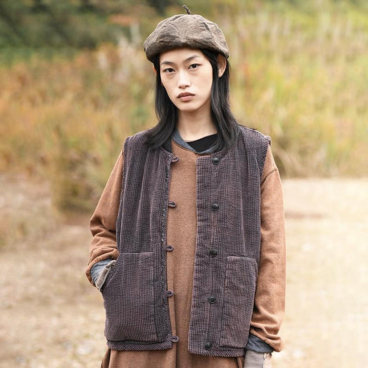 Plus Size - Retro Simple Single Breasted Waistcoat