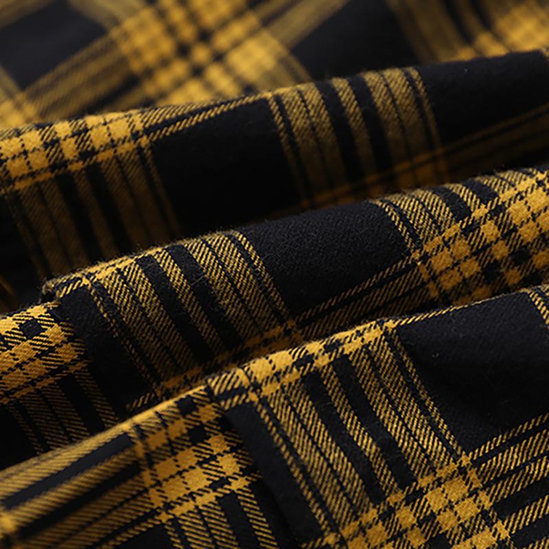 Plus Size - Split Hem Casual Loose Tartan Shirt