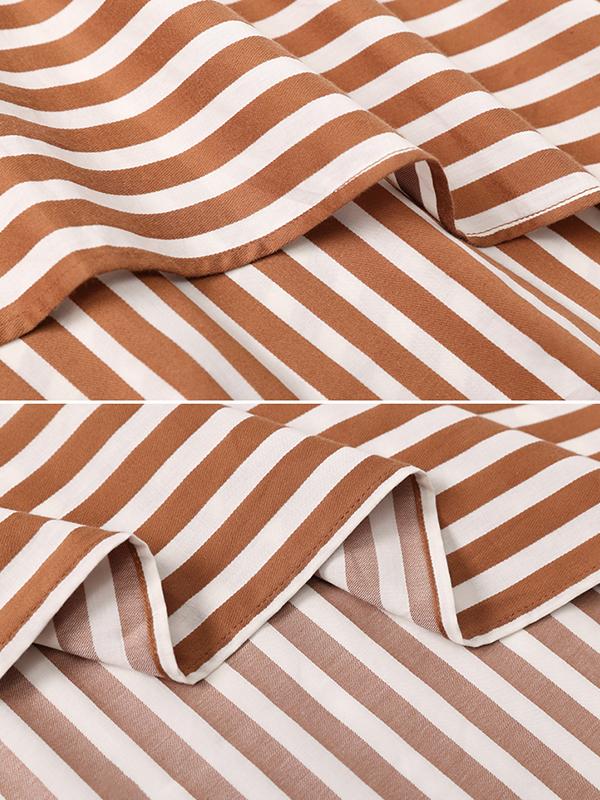 Plus Size Asymmetric Stripes Pringting Shirt Dress