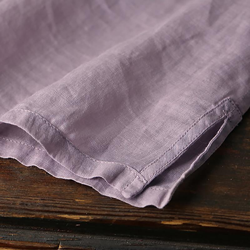 Plus Size Chinese Style Pure Color Lacing Blouse